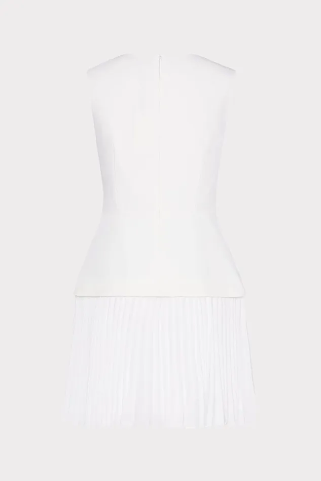 Milly Haddy Pleated Mini Dress Ecru Women Dresses