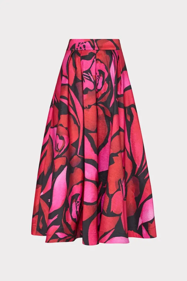 Milly Juliet Dream Rose Taffeta Midi Skirt Dream Rose Pink Women Skirts