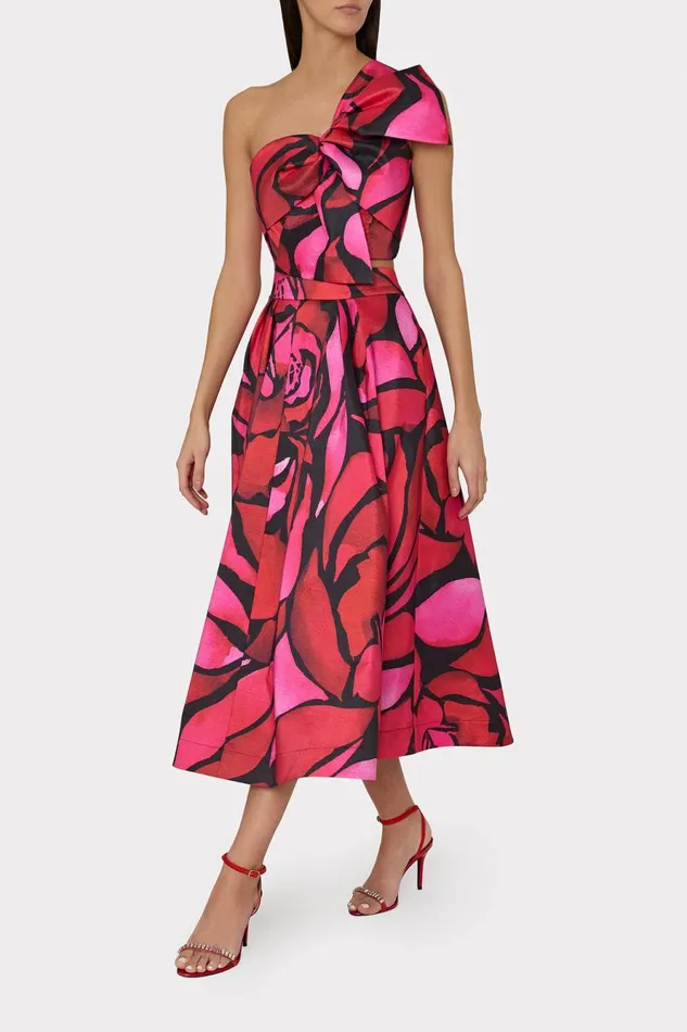 Milly Juliet Dream Rose Taffeta Midi Skirt Dream Rose Pink Women Skirts
