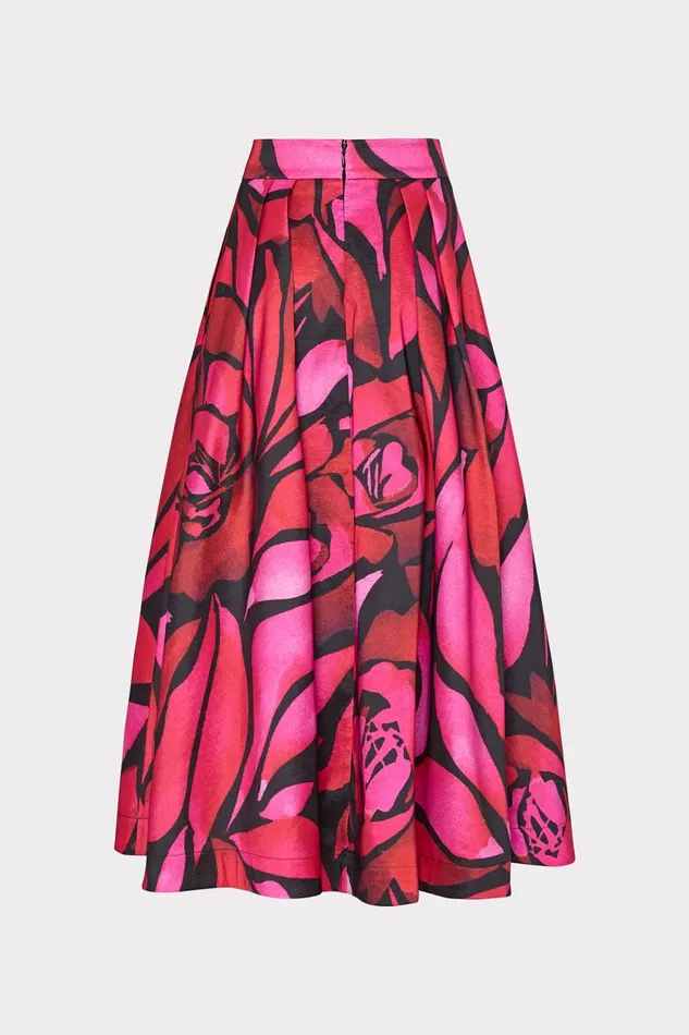Milly Juliet Dream Rose Taffeta Midi Skirt Dream Rose Pink Women Skirts