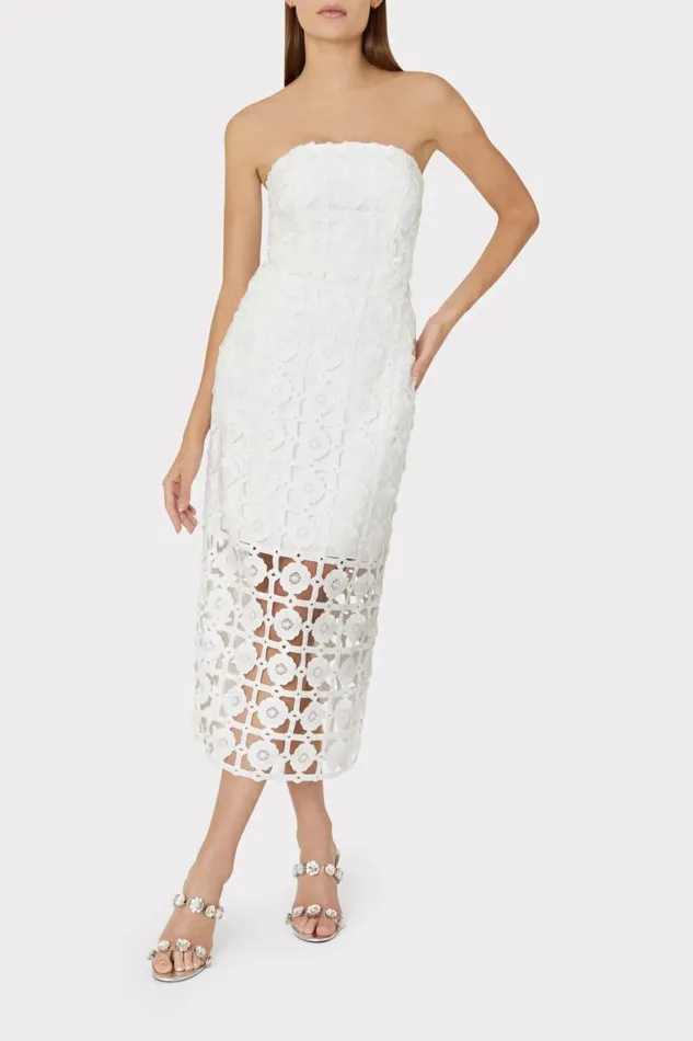 Milly Kait Tile Lace Dress White Women Dresses