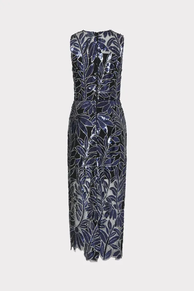 Milly Kinsley Floral Sequins Dress Navysilver Women Dresses