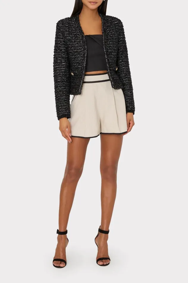 Milly Knit Textured Boucle Cardigan Jacket Black Multi Women Coats and Jackets