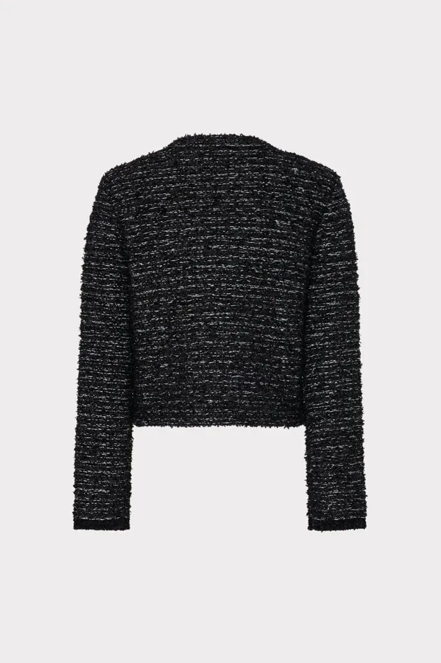 Milly Knit Textured Boucle Cardigan Jacket Black Multi Women Coats and Jackets