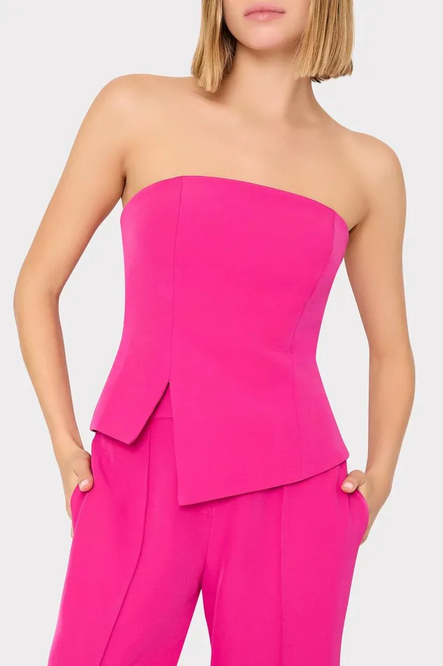 Milly Lana Cady Strapless Top Fuchsia Women Matching Sets
