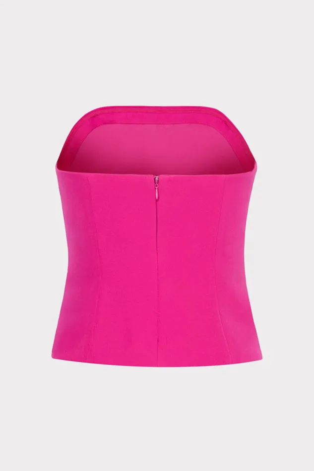 Milly Lana Cady Strapless Top Fuchsia Women Matching Sets