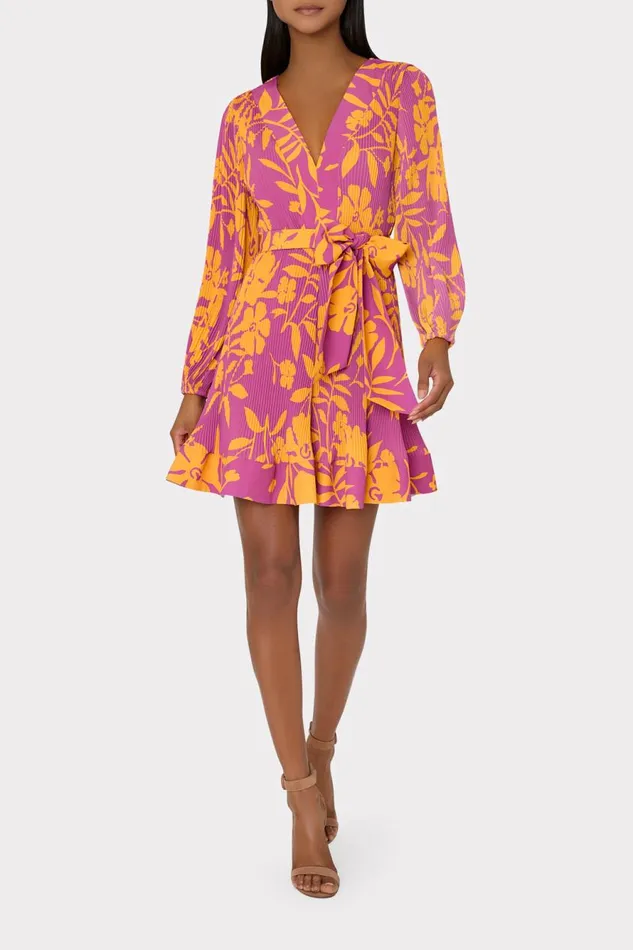 Milly Liv Marigold Aroma Pleated Dress Pink Multi Women Dresses