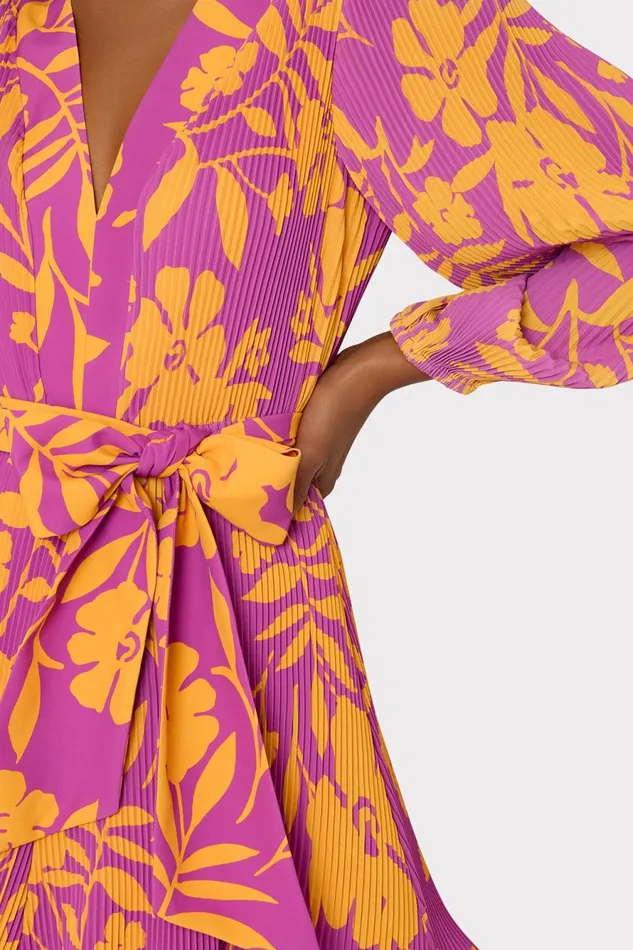 Milly Liv Marigold Aroma Pleated Dress Pink Multi Women Dresses