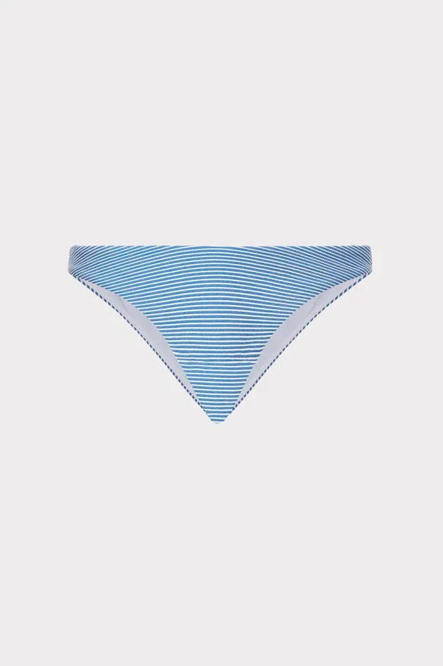Milly Margot Textured Stripe Bikini Bottom Navywhite Women Swim and Coverups
