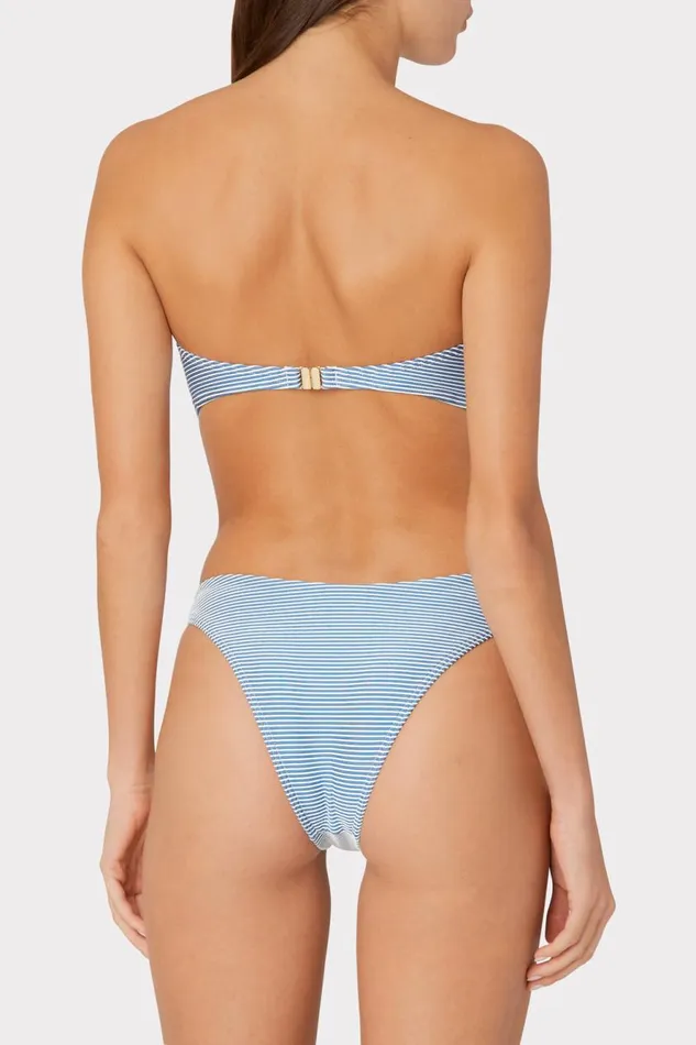 Milly Margot Textured Stripe Bikini Bottom Navywhite Women Swim and Coverups