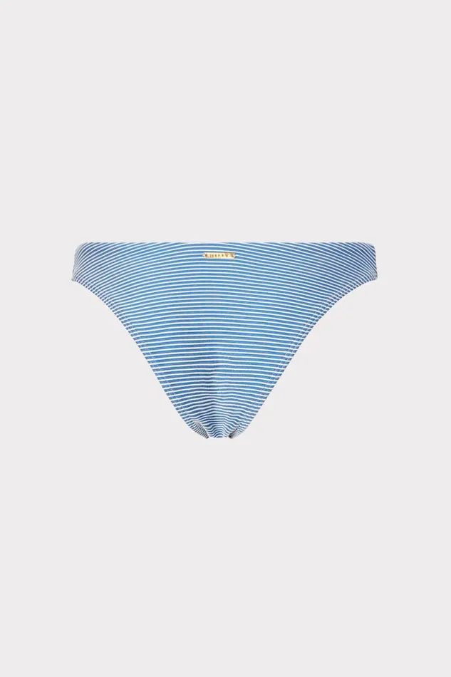 Milly Margot Textured Stripe Bikini Bottom Navywhite Women Swim and Coverups