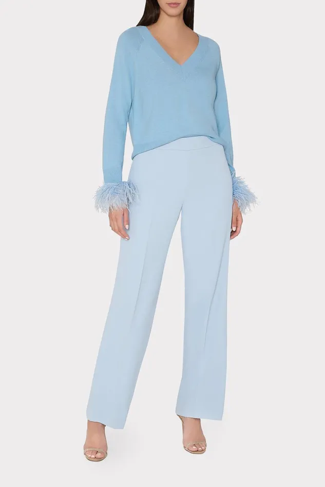 Milly Natia Crepe Pants Ice Blue Women Pants