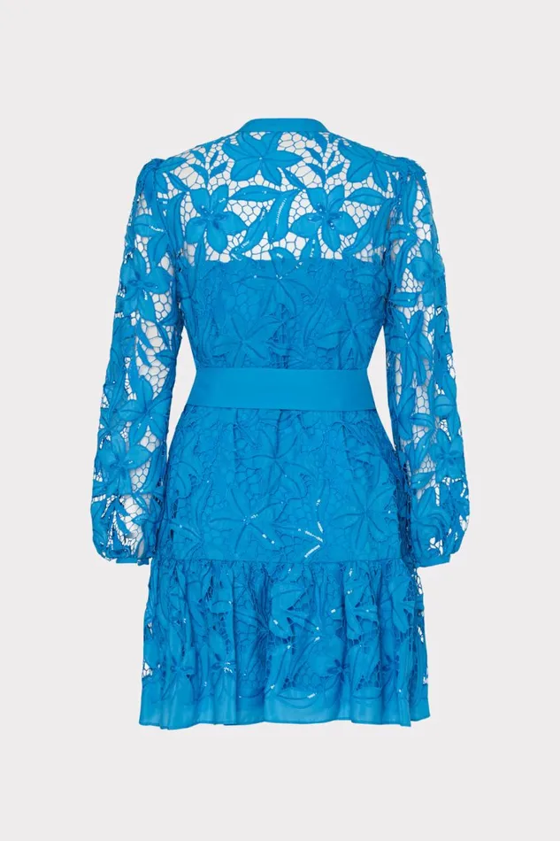 Milly Nellie Sequin Embellished Eyelet Dress Blue Women Dresses