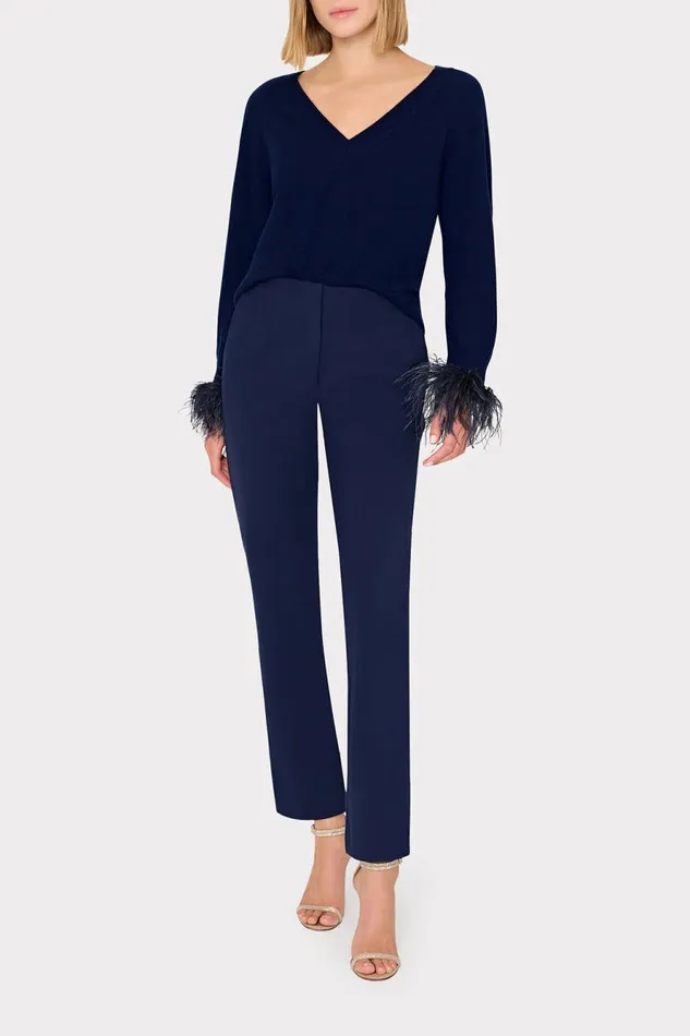 Milly Nicole Ponte Pants Navy Women Pants