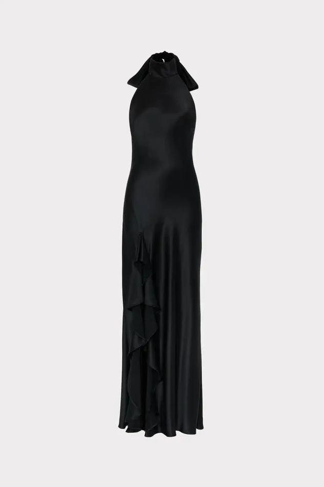 Milly Roux Hammered Satin Gown Black Women Dresses