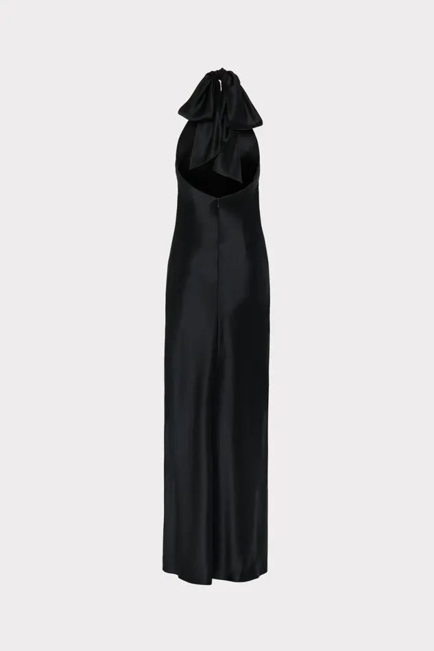 Milly Roux Hammered Satin Gown Black Women Dresses
