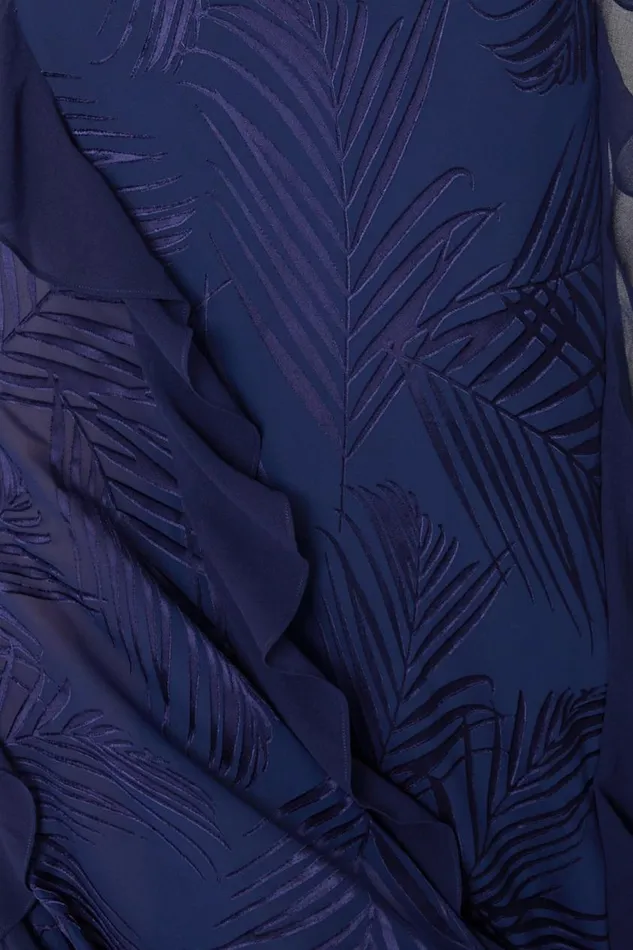 Milly Ryanna Chiffon Devore Dress Navy Women Dresses