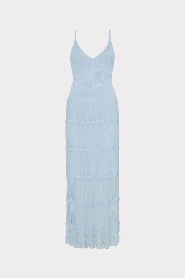 Milly Sheer Knit Cami Dress Light Blue Women Sweaters and Knits