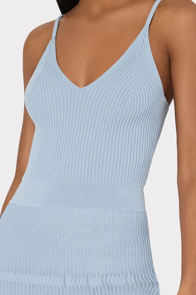 Milly Sheer Knit Cami Dress Light Blue Women Sweaters and Knits