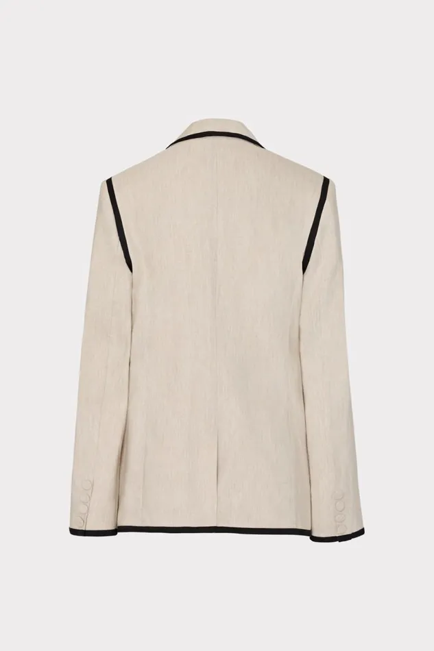 Milly Solid Linen Jacket Natural Women Coats and Jackets