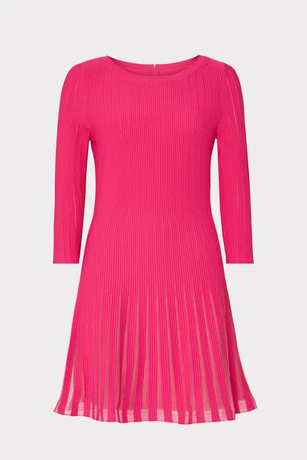 Milly Tabitha Sheer Godet Mini Dress Milly Pink Women Sweaters and Knits