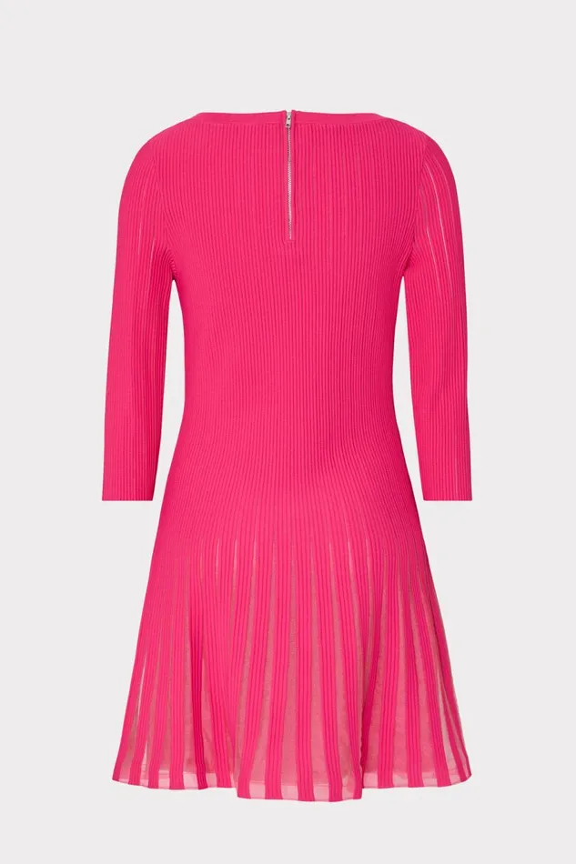 Milly Tabitha Sheer Godet Mini Dress Milly Pink Women Sweaters and Knits