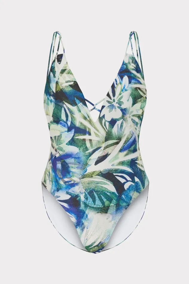 Milly Tropical Paradise One Piece Green Multi Women Swim and Coverups