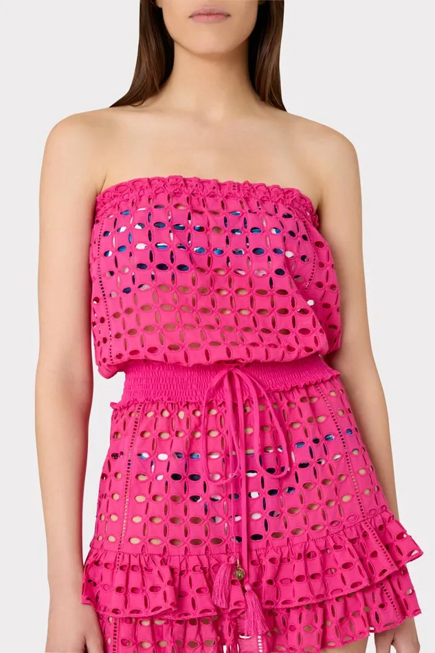 Milly Verity Cotton Eyelet Dress Pink Women Swim and Coverups
