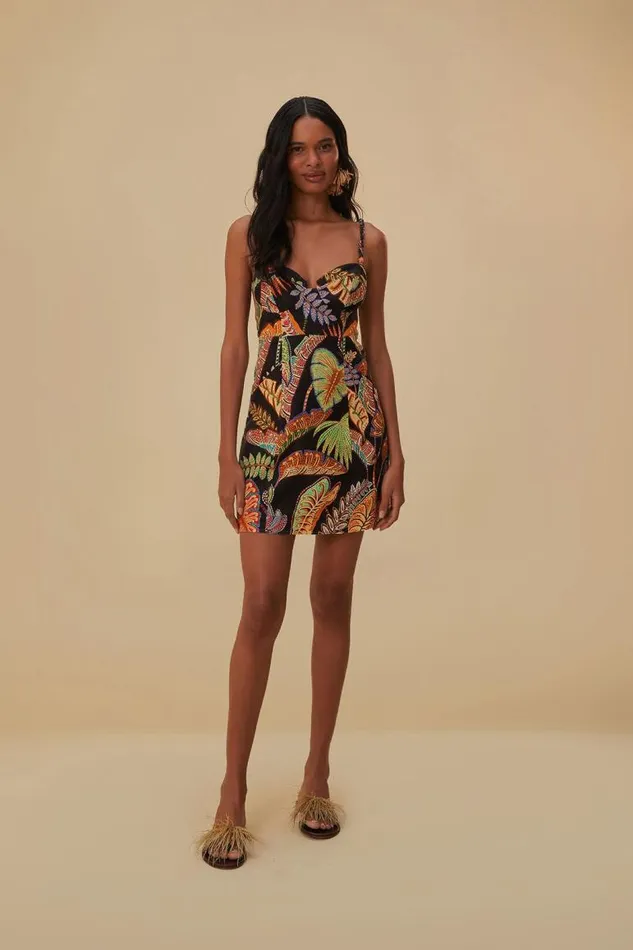 Mini Dresses Women FARM Rio Cool Foliage Black Mini Dress Mini Dresses Women FARM Rio Cool Foliage Black Mini Dress