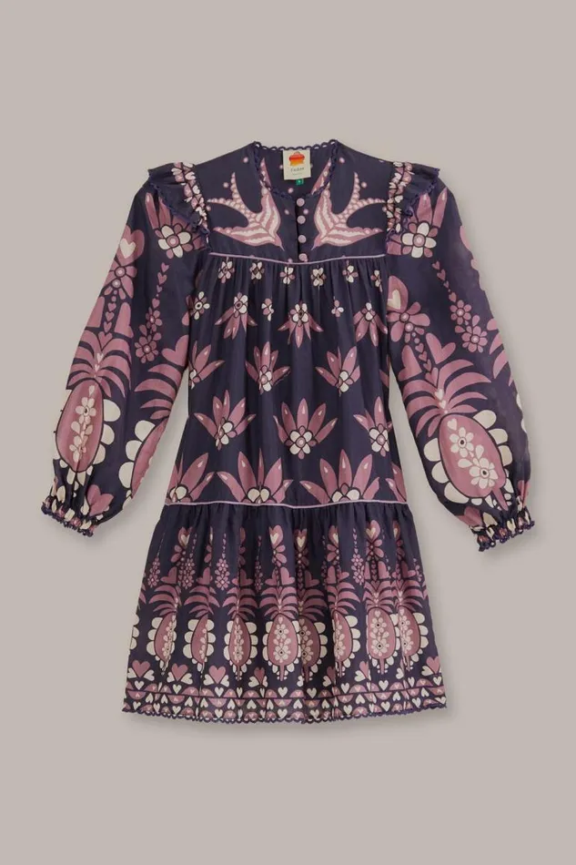 Mini Dresses Women FARM Rio Dark Blue Ainika Martina Long Sleeve Mini Dress