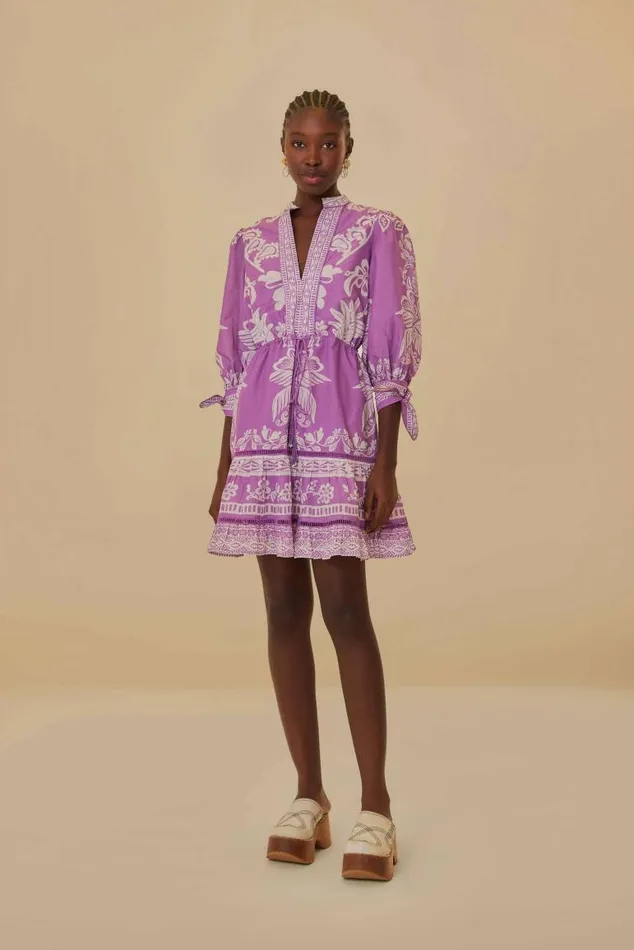 Mini Dresses Women FARM Rio Lilac Sweet Garden Mini Dress