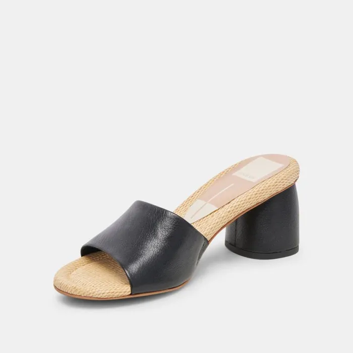 Minny Heels Black Leather Women Dolce Vita Heels