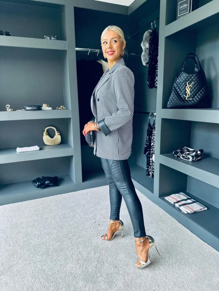 Miranda Detailed Blazer Houndstooth Womens Canella Lane Suits and Blazers