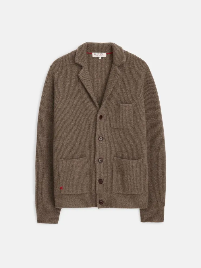Mitchell Cardigan In Washed Cashmere Heather Walnut Men Alex Mill Sweaters Sweatshirts