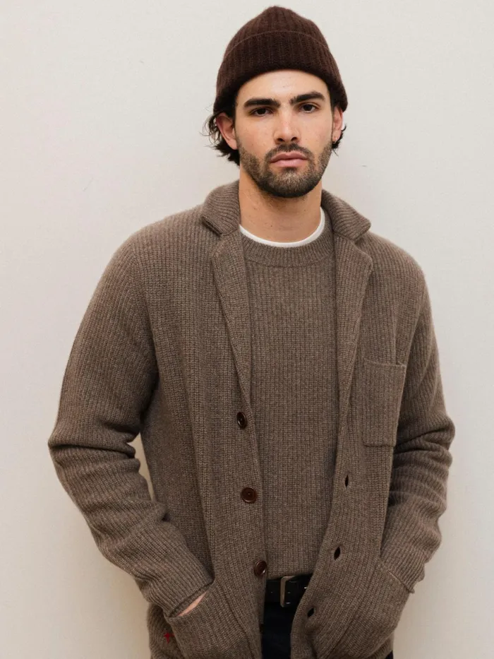 Mitchell Cardigan In Washed Cashmere Heather Walnut Men Alex Mill Sweaters Sweatshirts