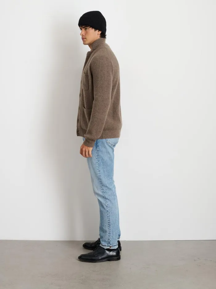 Mitchell Cardigan In Washed Cashmere Heather Walnut Men Alex Mill Sweaters Sweatshirts