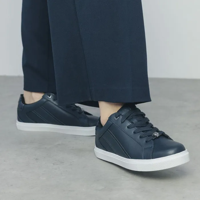 Moda In Pelle Abrini Navy Leather Women Casual Trainers