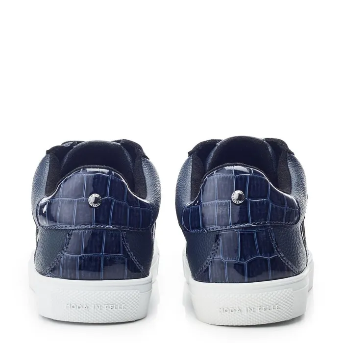 Moda In Pelle Abrini Navy Leather Women Casual Trainers