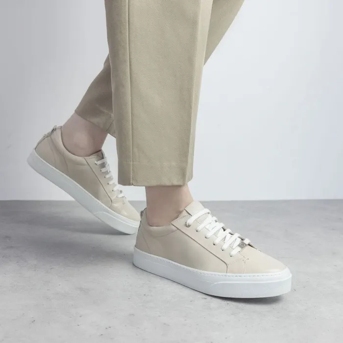 Moda In Pelle Aiyla Taupe Leather Women Casual Trainers