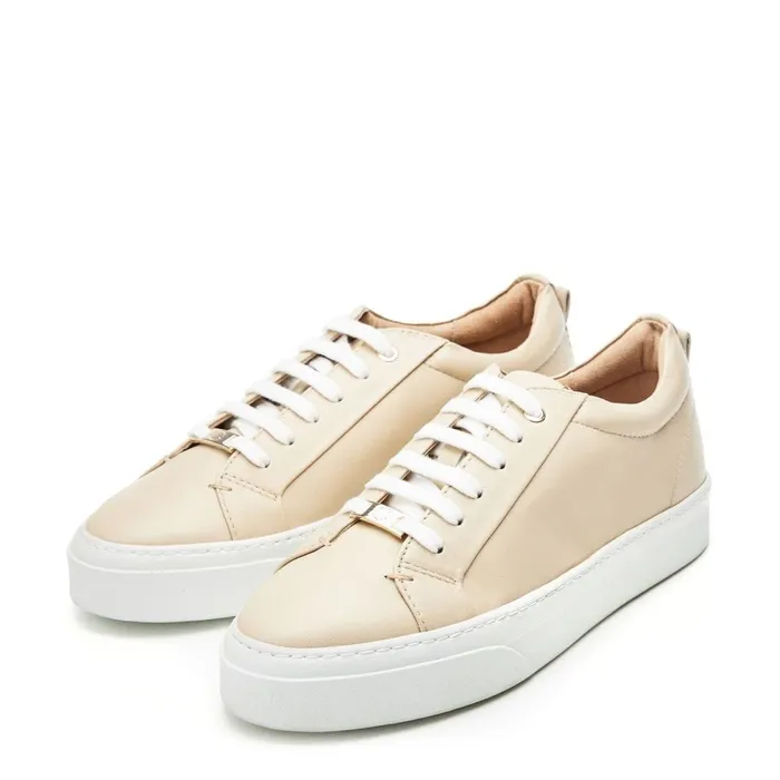 Moda In Pelle Aiyla Taupe Leather Women Casual Trainers