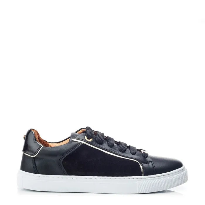 Moda In Pelle Ales Black Leather Women Casual Trainers