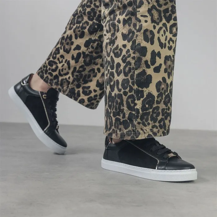 Moda In Pelle Ales Black Leather Women Casual Trainers