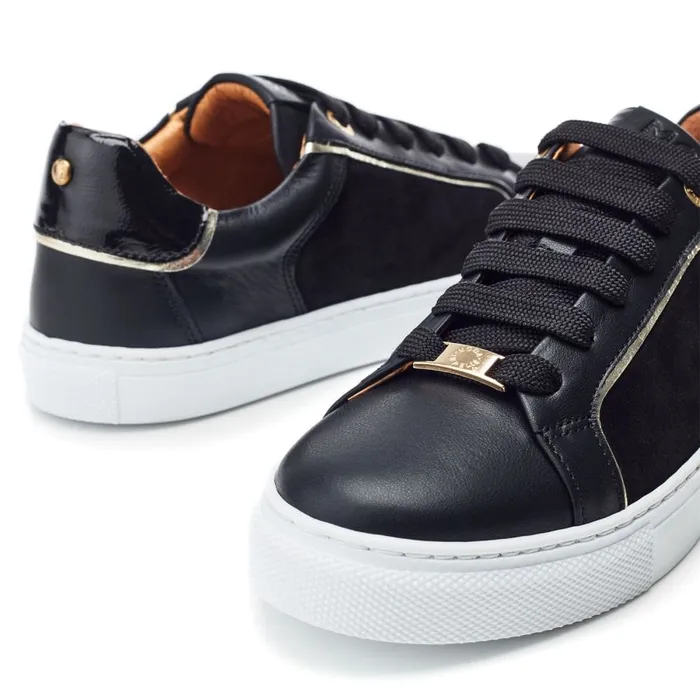 Moda In Pelle Ales Black Leather Women Casual Trainers
