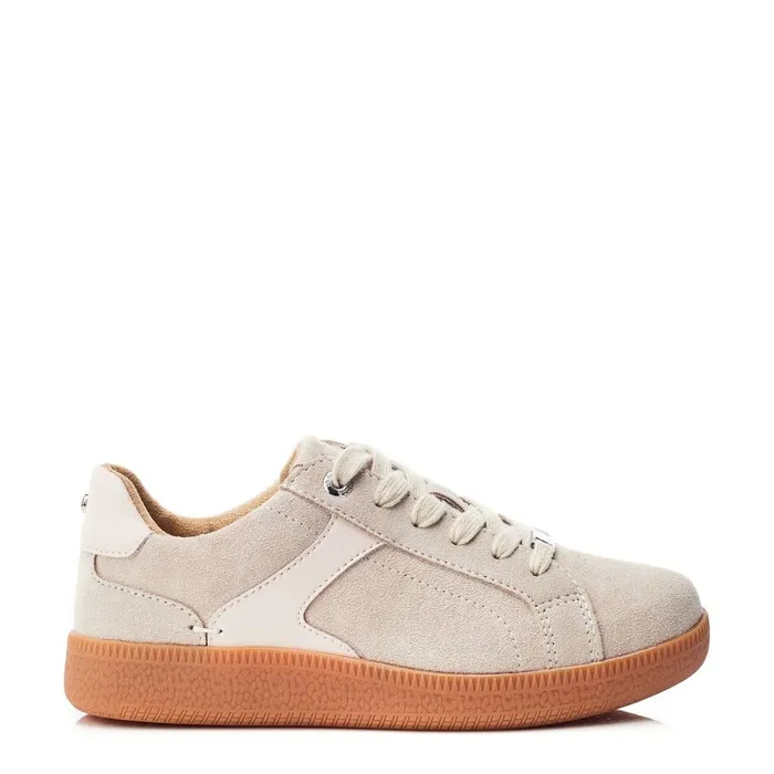 Moda In Pelle Allette Beige Suede Women Casual Trainers