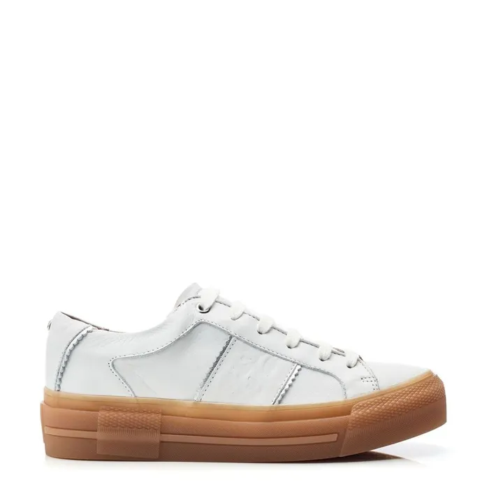 Moda In Pelle Amande White Leather Women Platform Trainers