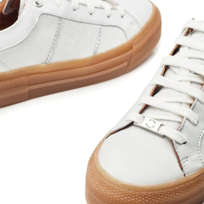 Moda In Pelle Amande White Leather Women Platform Trainers