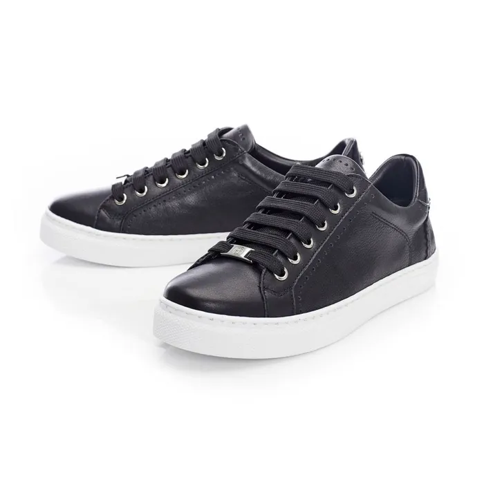 Moda In Pelle Anatoli Black Leather Women Black Trainers