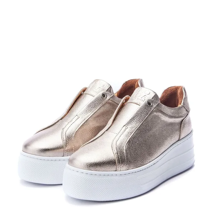 Moda In Pelle Aneeba Gold Leather Women SlipOn Trainers