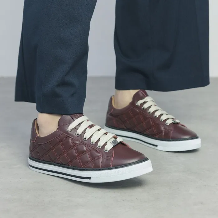 Moda In Pelle Arzon Burgundy Leather Women Casual Trainers