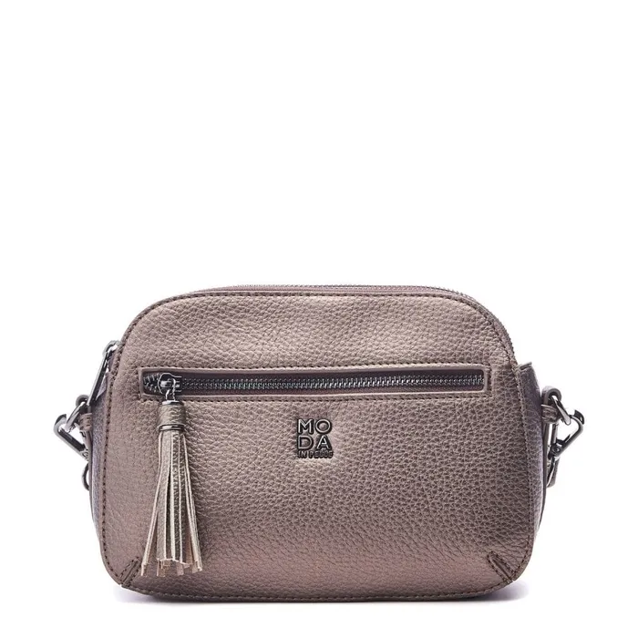 Moda In Pelle Aubree Bag Pewter Porvair Women Crossbody Bags